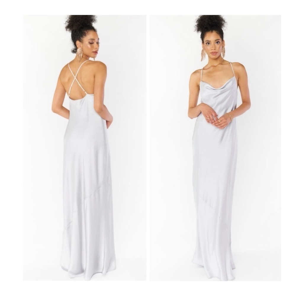 Show Me Your MuMu | Bridal Gala Feminine Tuscany Maxi Slip Dress In Silver | S